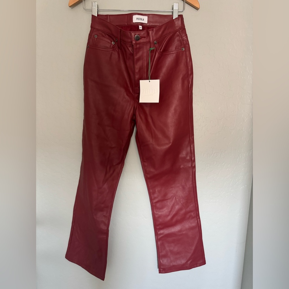 Pistola Burgundy Lennon Carmine High Rise Crop Women's Bootcut Pants | Size 26 - Picture 2 of 6